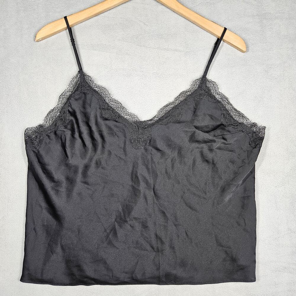 Victoria's Secret Cami Womens XL Black Lace Trim Negligee Dainty Coquette Goth
